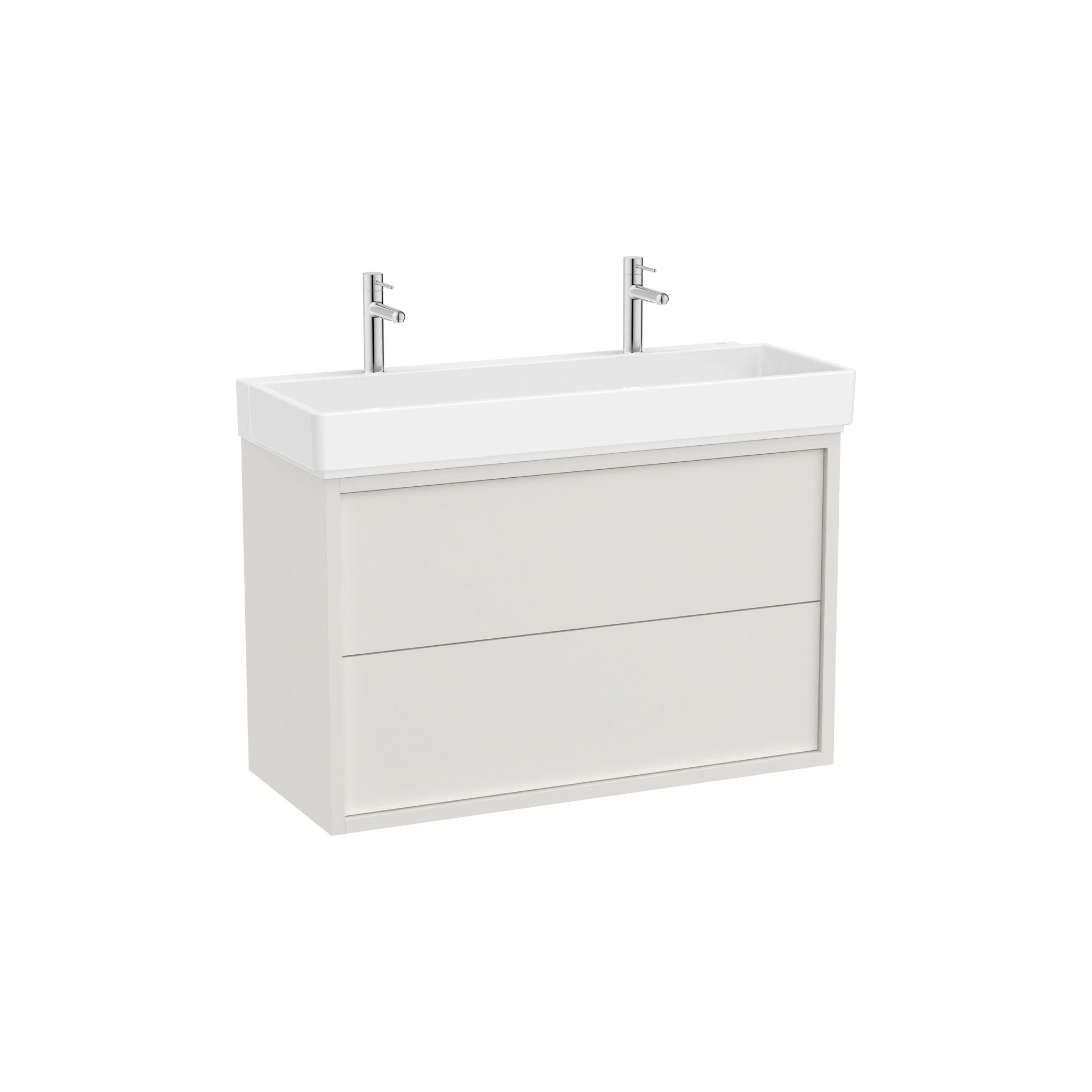 Roca - Mueble base Tura Unik de dos cajones y lavabo con dos orificios para grifería - BricoandPool