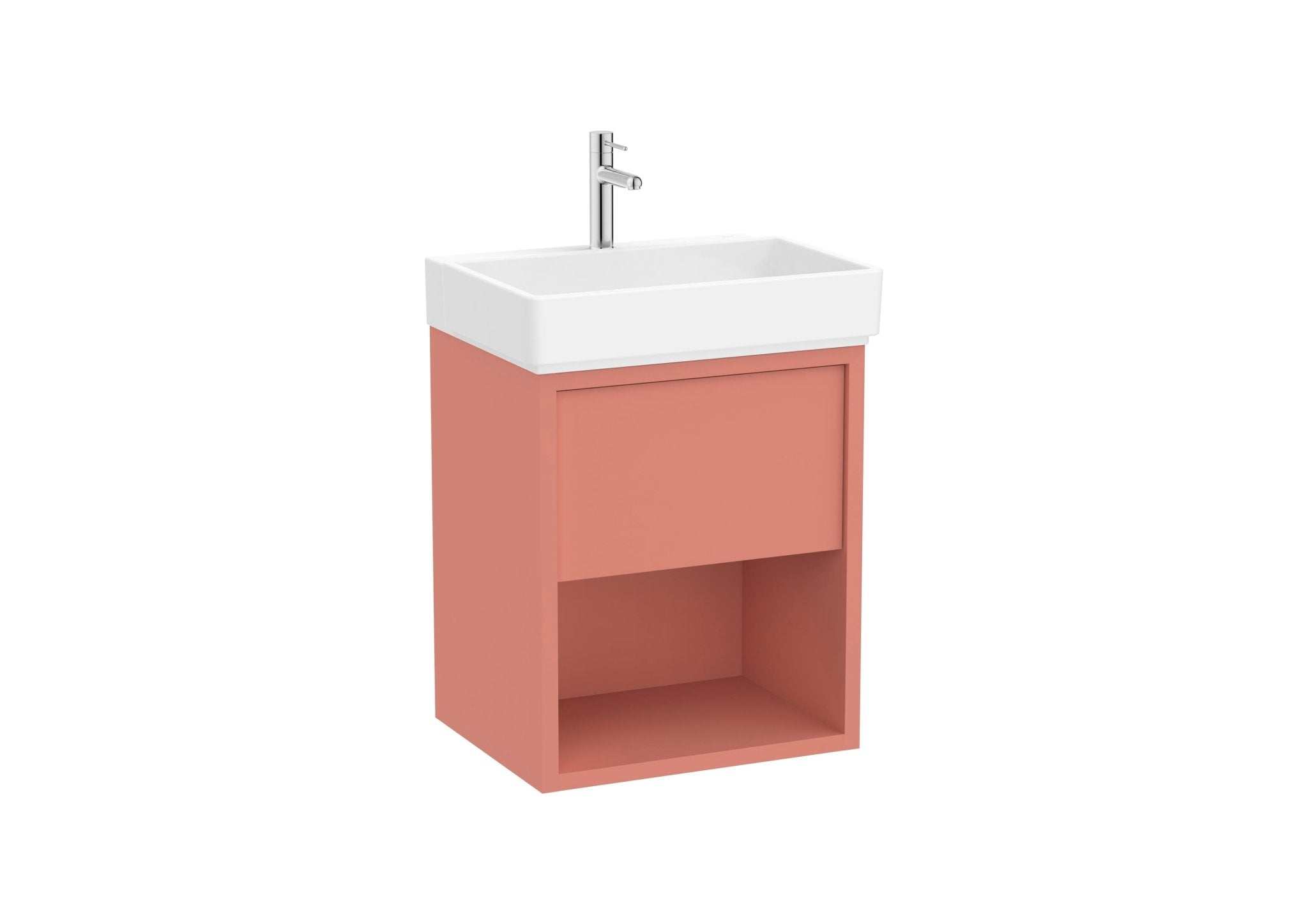 Roca - Mueble base Tura Unik de un cajón, estante abierto en la parte inferior y lavabo con un orificio para grifería - BricoandPool