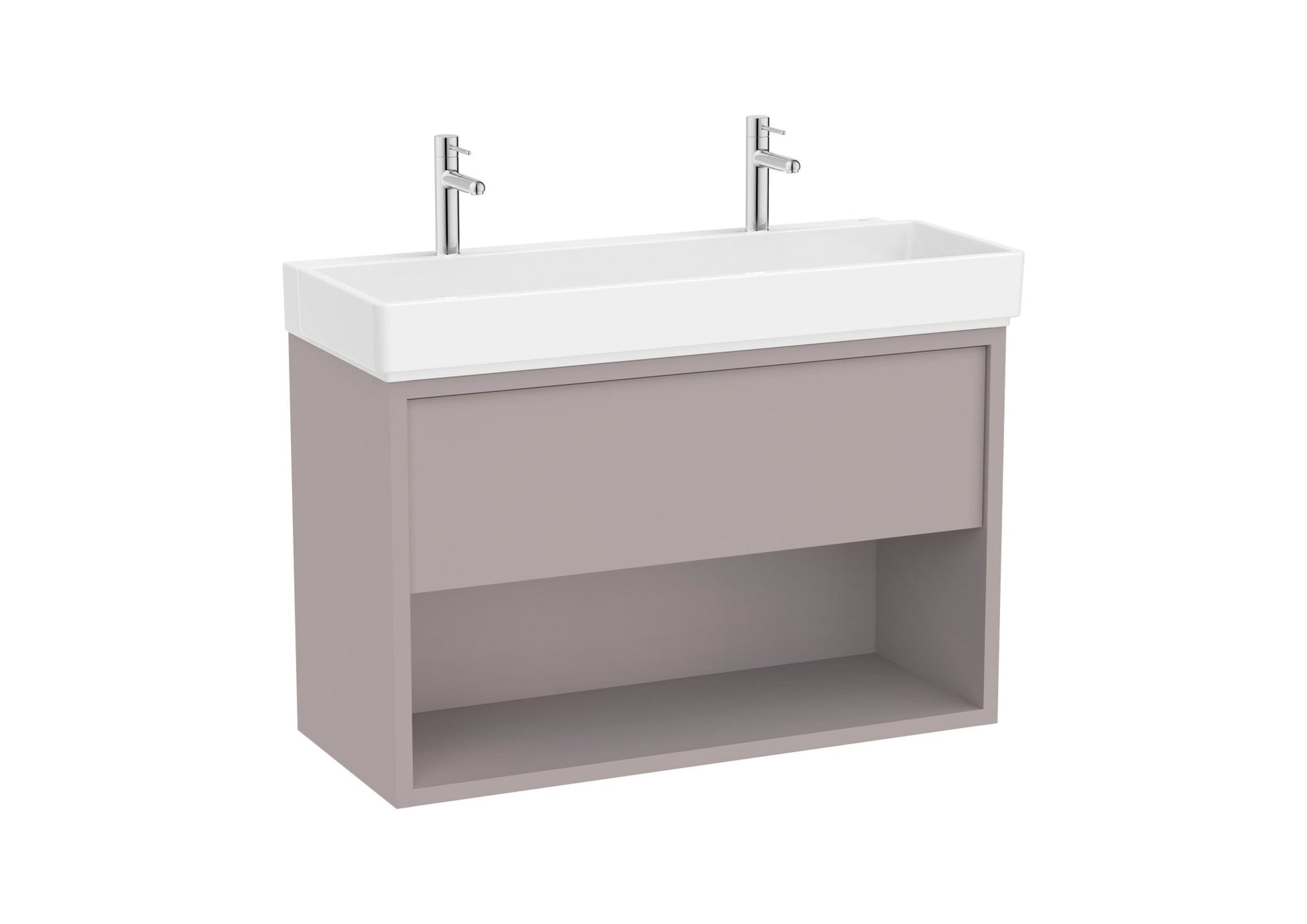 Roca - Mueble base Tura Unik de un cajón, estante abierto inferior y lavabo con dos orificios para grifería - BricoandPool