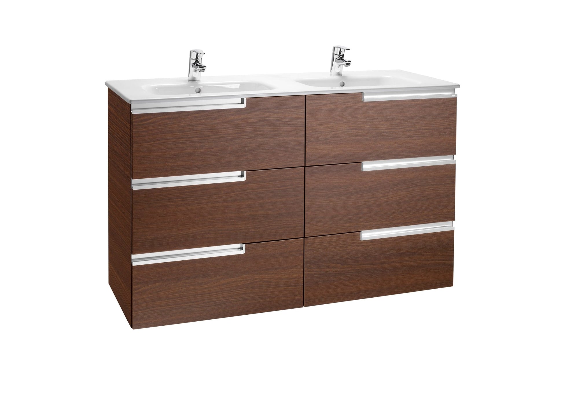 Roca - Mueble base Victoria - N Unik Family de cuatro cajones y lavabo doble - BricoandPool