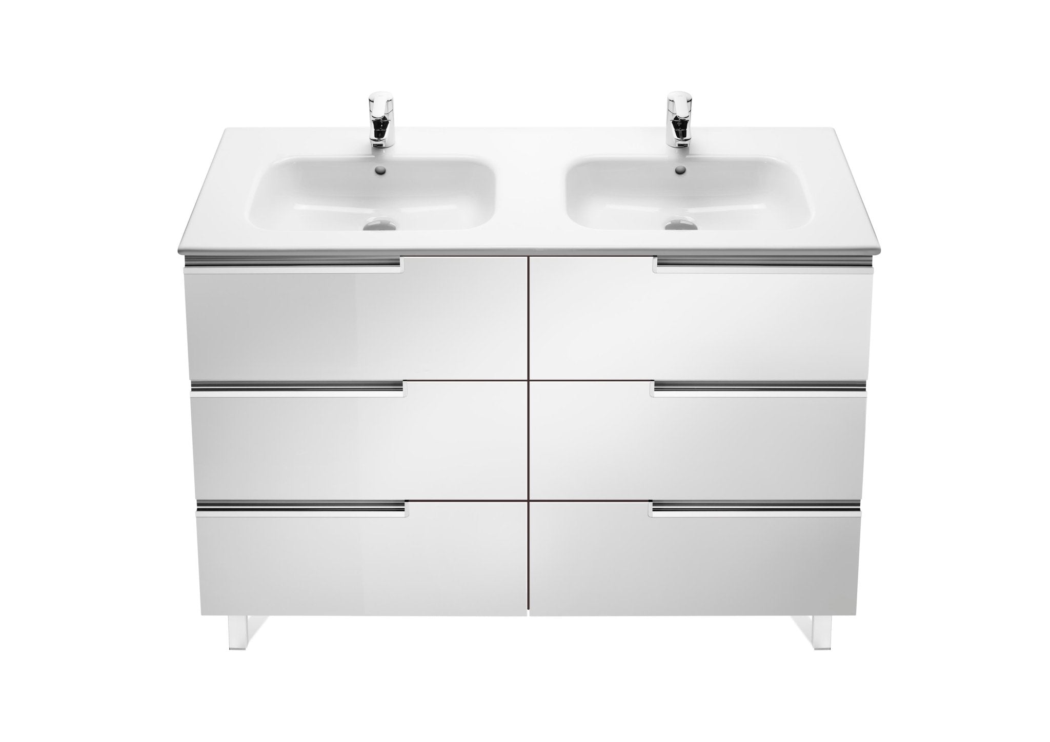 Roca - Mueble base Victoria - N Unik Family de cuatro cajones y lavabo doble - BricoandPool