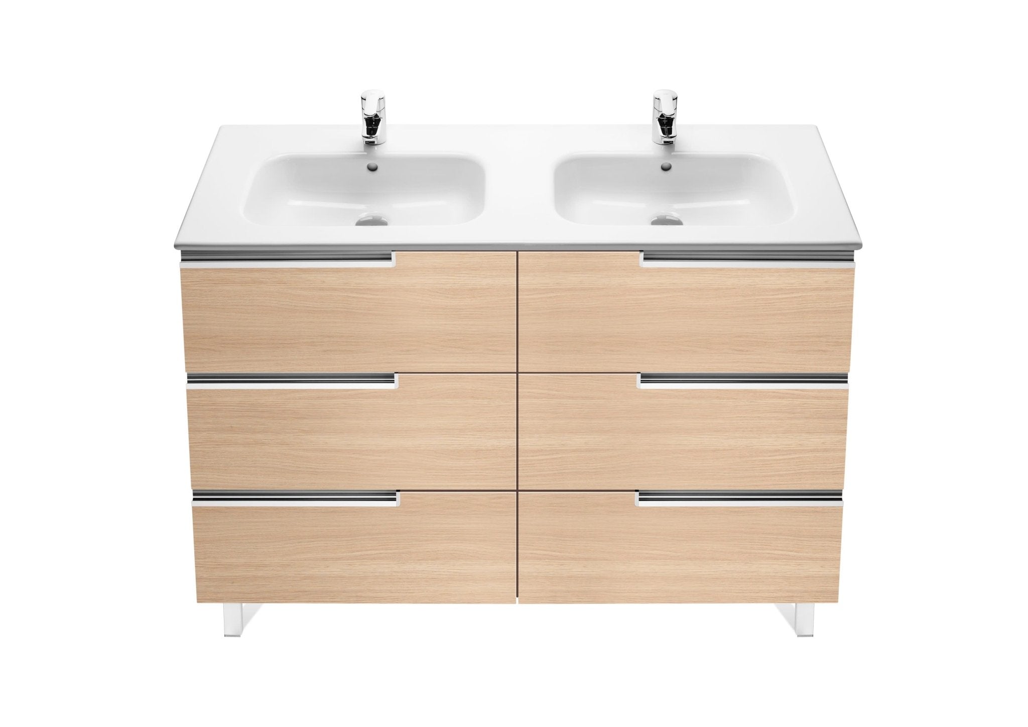 Roca - Mueble base Victoria - N Unik Family de cuatro cajones y lavabo doble - BricoandPool