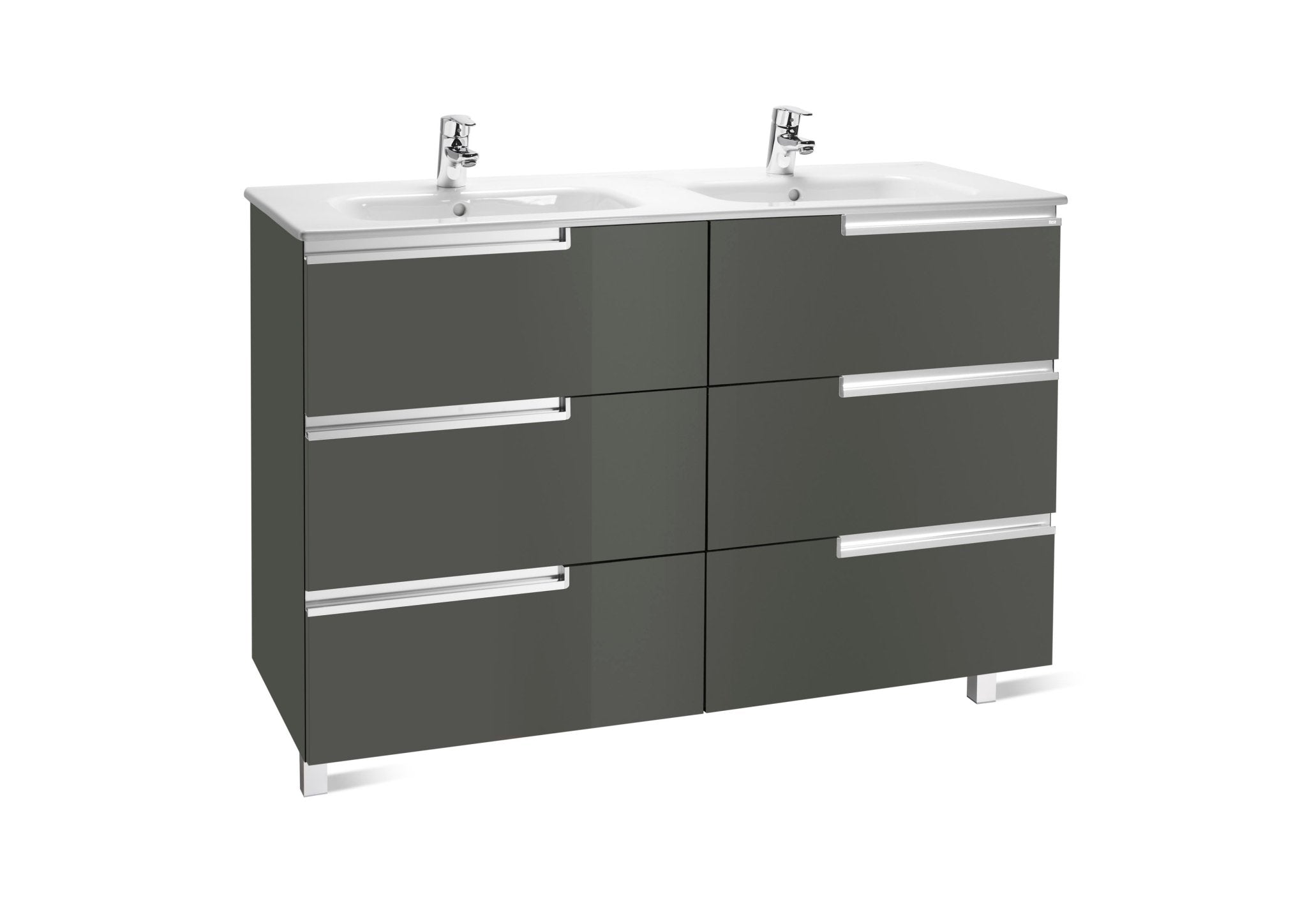 Roca - Mueble base Victoria - N Unik Family de cuatro cajones y lavabo doble - BricoandPool