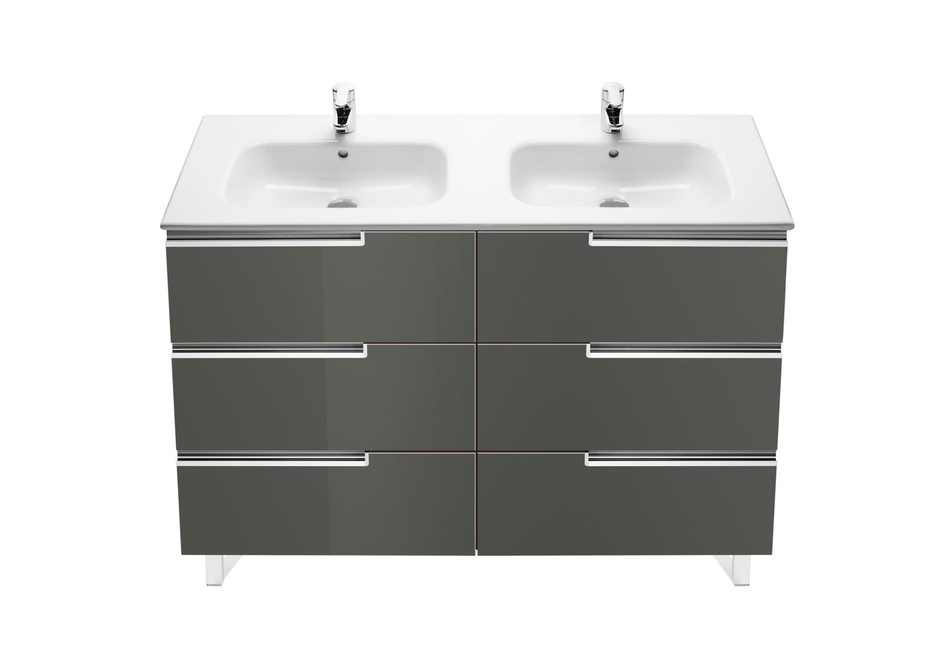Roca - Mueble base Victoria - N Unik Family de cuatro cajones y lavabo doble - BricoandPool