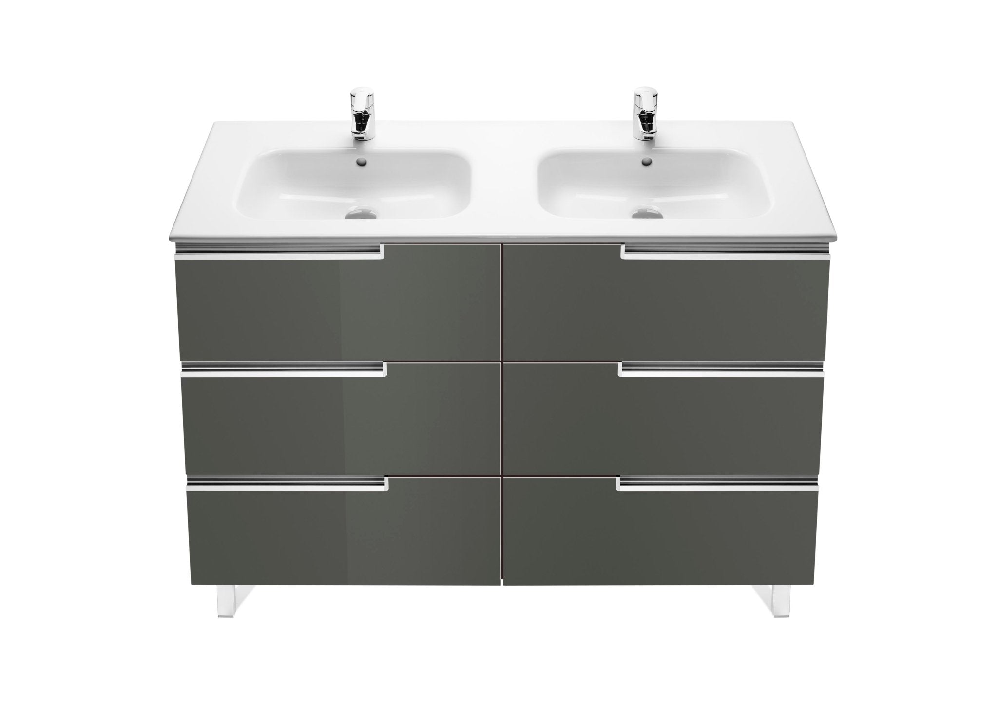 Roca - Mueble base Victoria - N Unik Family de cuatro cajones y lavabo doble - BricoandPool