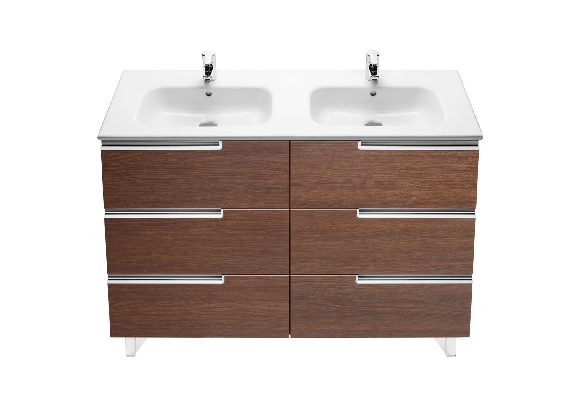 Roca - Mueble base Victoria - N Unik Family de cuatro cajones y lavabo doble - BricoandPool