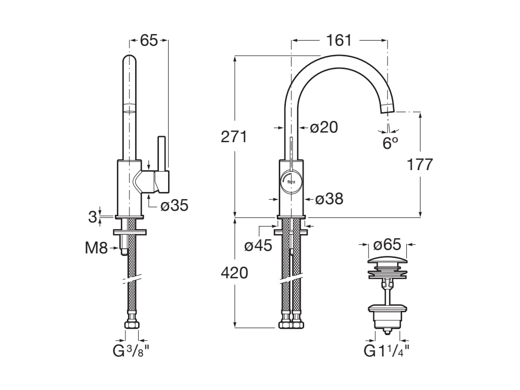 Roca - Ona grifería monomando de lavabo cromado A5A4A9EC00 - BricoandPool