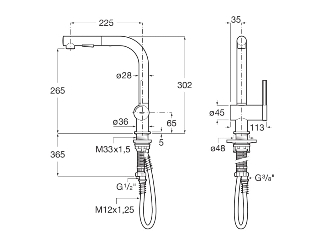 Roca - Ona grifería monomando para cocina acero inoxidable A5A851FSM0 - BricoandPool