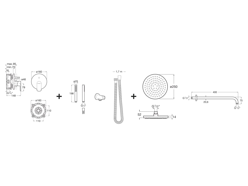 Roca - Pack empotrado monomando RocaBox Round para baño - ducha A5D266EC00 - BricoandPool