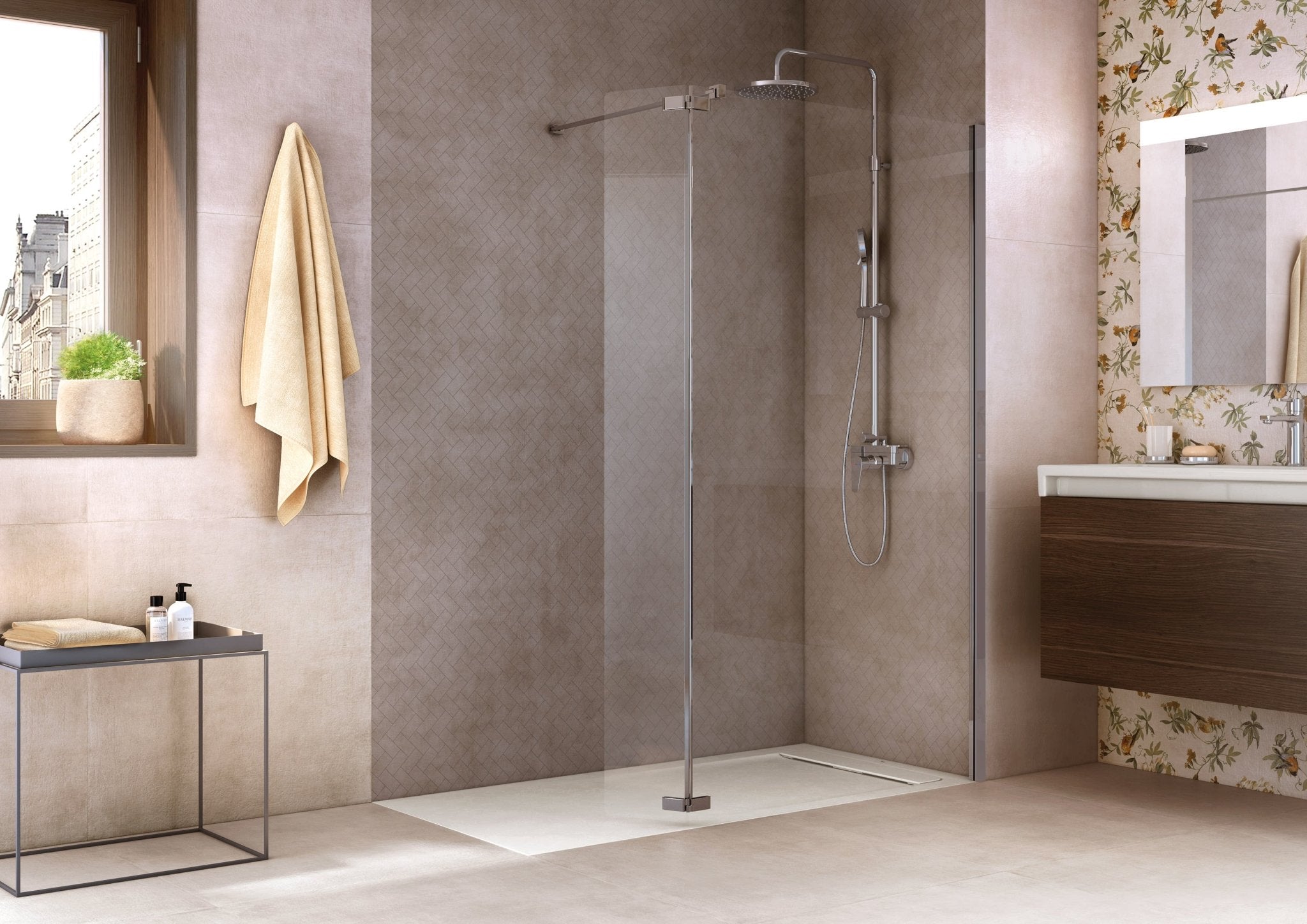 Roca - Plato de ducha Aquos extraplano de STONEX® Beige - BricoandPool