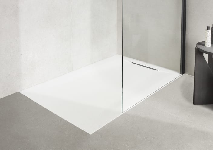 Roca - Plato de ducha Pyros cuadrado extraplano de STONEX® Perla - BricoandPool