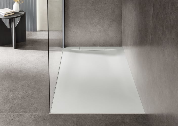 Roca - Plato de ducha Pyros cuadrado extraplano de STONEX® Perla - BricoandPool