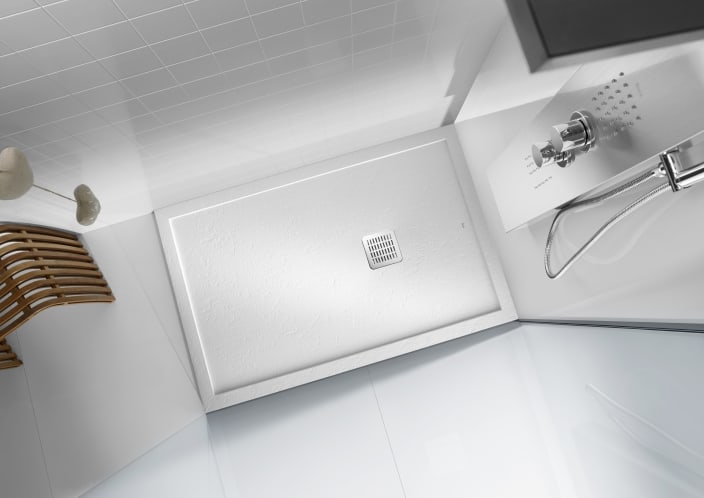 Roca - Plato de ducha Terran Original angular extraplano de STONEX® Negro - BricoandPool