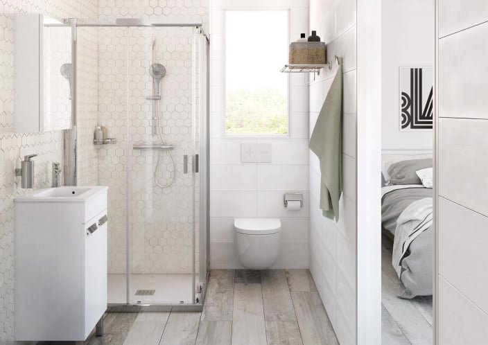 Roca - Plato de ducha Terran Original angular extraplano de STONEX® Perla - BricoandPool