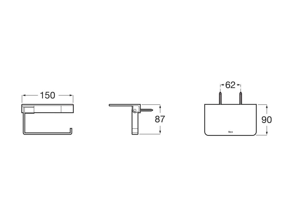 Roca - Portarrollo con repisa Hotels Square Cromado A817612C00 - BricoandPool