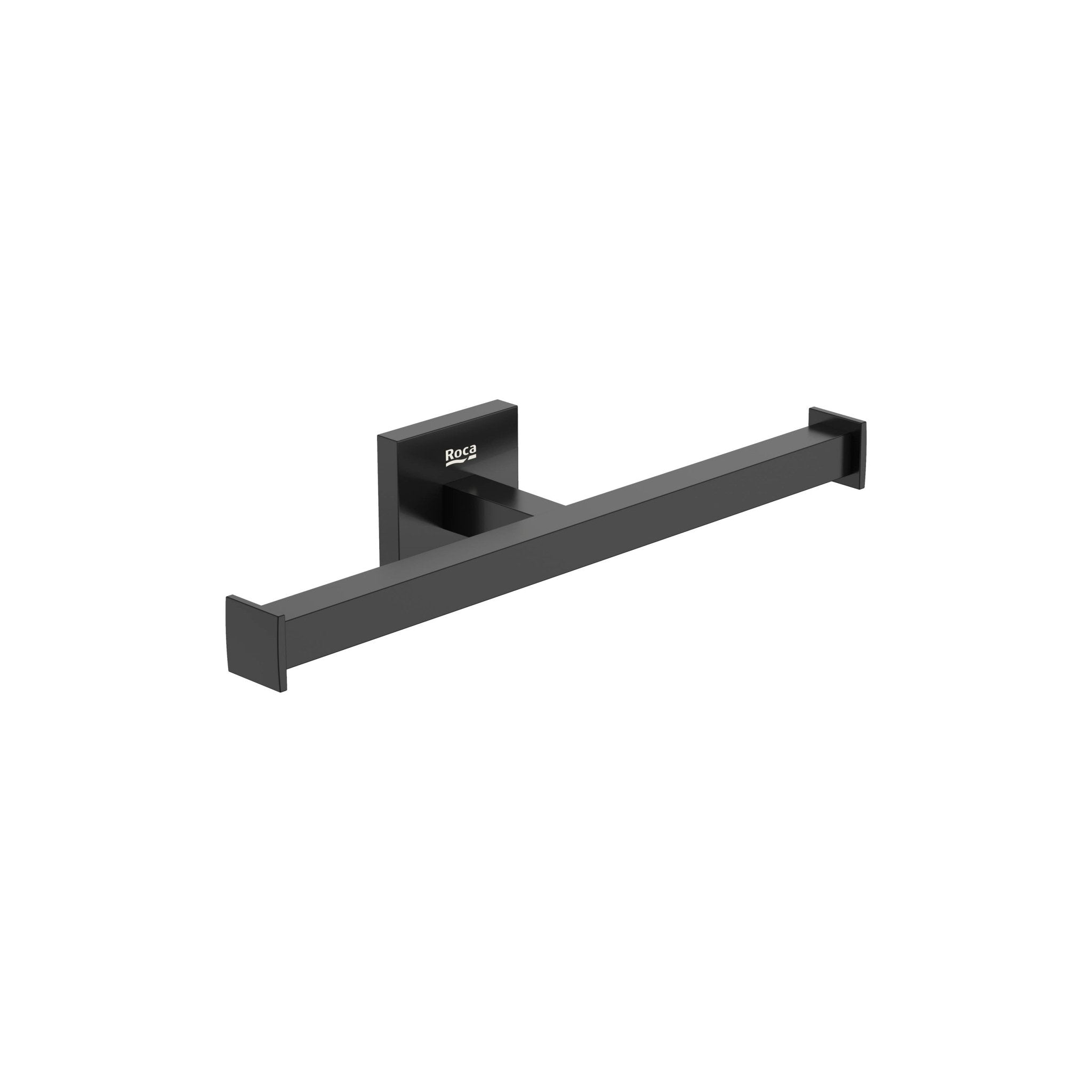 Roca - Portarrollo doble sin tapa Hotels Square Negro Mate A817616C40 - BricoandPool