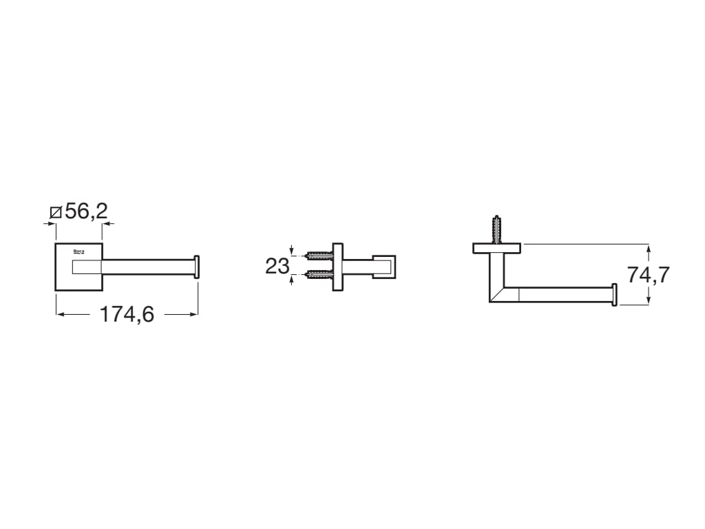 Roca - Portarrollo sin tapa Hotels Square Negro Mate A817613C40 - BricoandPool