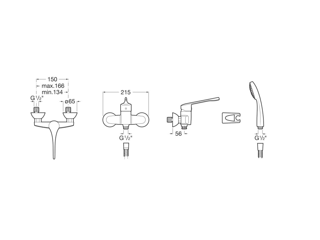 Roca - PRO Mezclador monomando ducha con flexible y soporte Victoria A5A2023C02 - BricoandPool