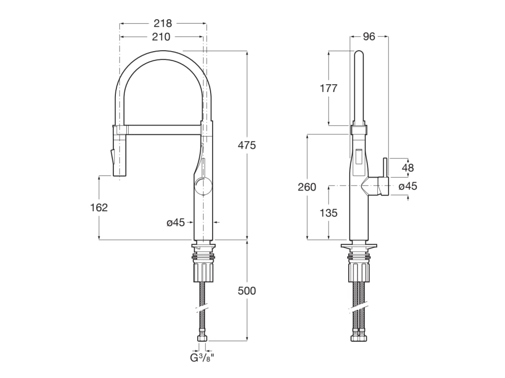 Roca - Pro - Mezclador monomando para cocina con caño giratorio con muelle y ducha extraíble de dos funciones Glera A5A8A4DC00 - BricoandPool