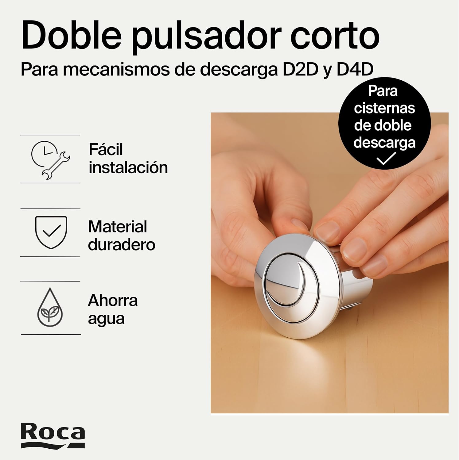 Roca - Pulsador doble para descarga D2D Inspira AH0001800R - BricoandPool