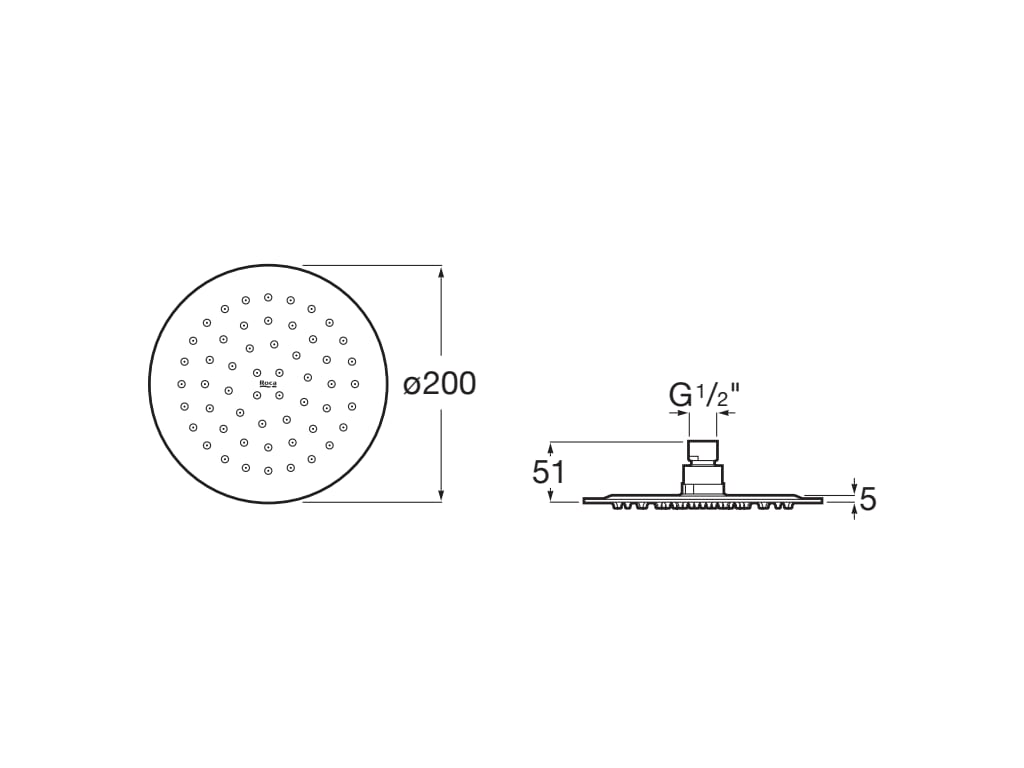 Roca - Raindream rociador circular de pared o techo orientable de acero inoxidable, acabado cromado A5B2A50C00. - BricoandPool