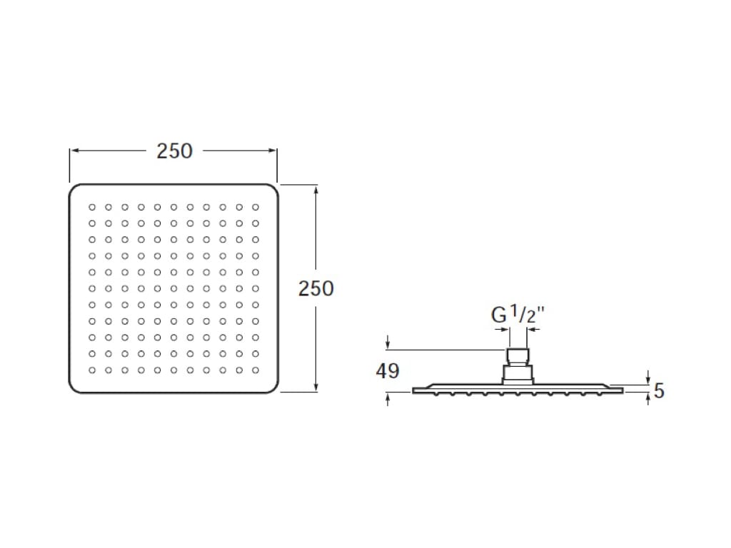Roca - Raindream rociador cuadrado de pared o techo orientable de acero inoxidable, acabado cromado A5B2450C00. - BricoandPool