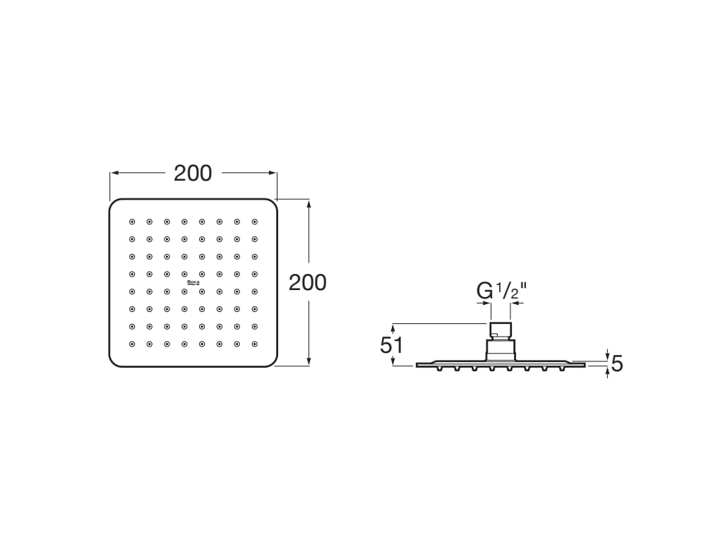 Roca - Raindream rociador cuadrado de pared o techo orientable de acero inoxidable, acabado cromado A5B2B50C00. - BricoandPool