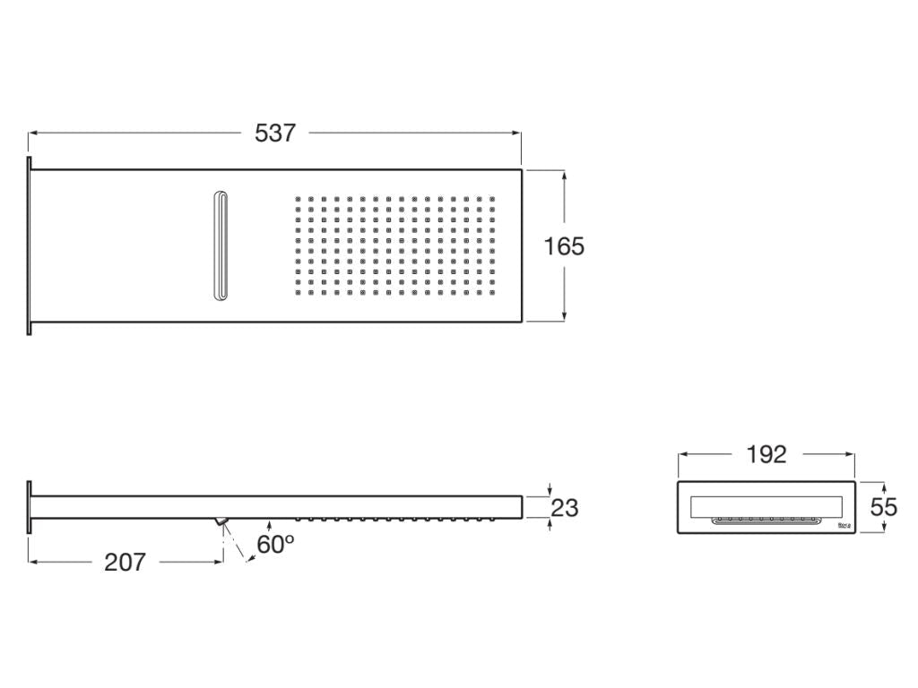 Roca - Raindream rociador de pared de acero inoxidable con 2 funciones, acabado oro cepillado A5B144AVA0. - BricoandPool