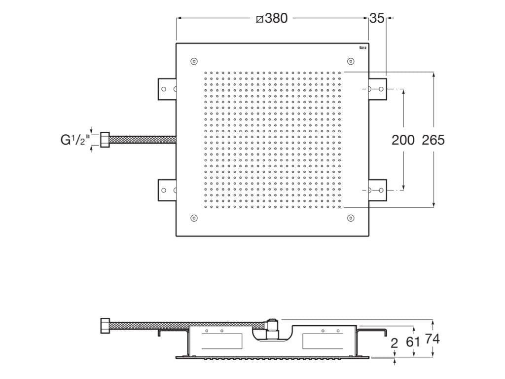 Roca - Raindream rociador de techo de acero inoxidable con 1 función, acabado negro titanio A5B104ACN0. - BricoandPool