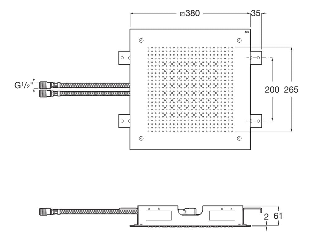 Roca - Raindream rociador de techo de acero inoxidable con 2 funciones, acabado cromado A5B114AC00. - BricoandPool
