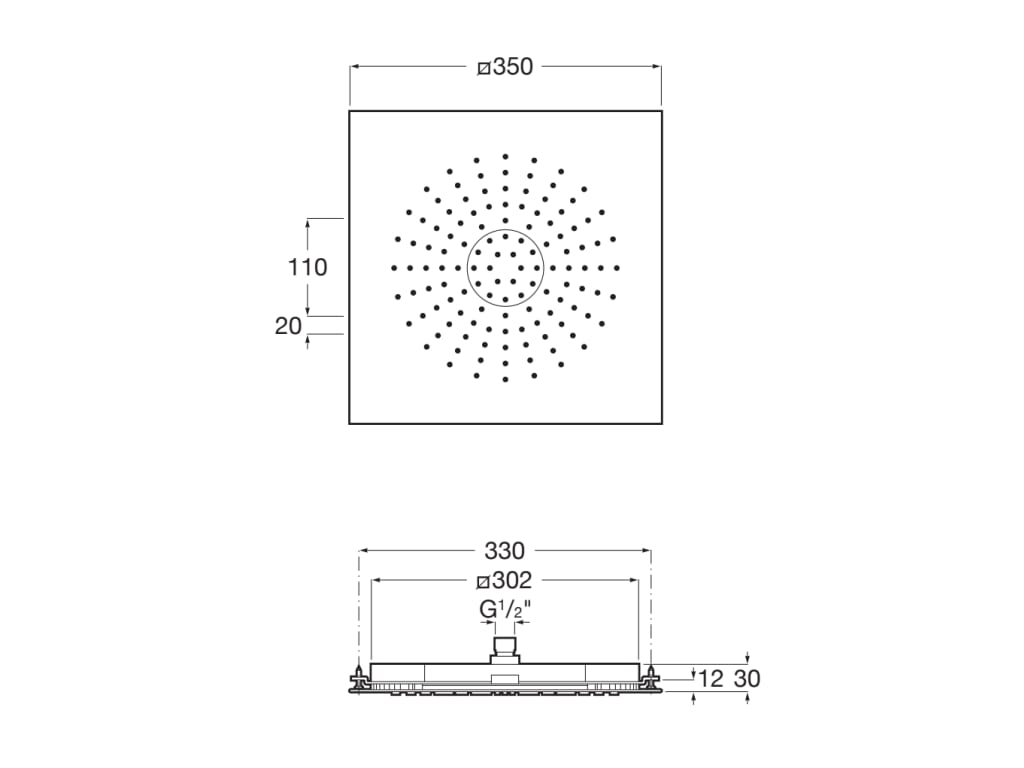 Roca - Raindream rociador de techo empotrable de acero inoxidable, acabado cromado A5B3250C00. - BricoandPool
