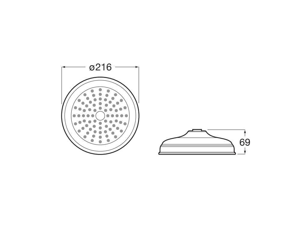 Roca - Rainsense rociador circular clásico de pared o techo de ABS, acabado cromado A5B3350C00. - BricoandPool