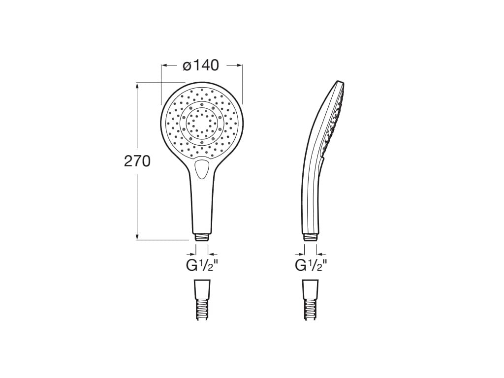 Roca - ROUND - Ducha de mano con 3 funciones Plenum A5B1111C00 - BricoandPool