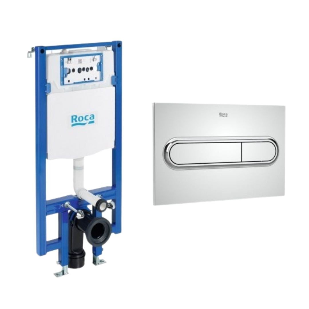 Roca - Sistema Duplo WC One Compact para inodoro suspendido + Placa PL1 - BricoandPool