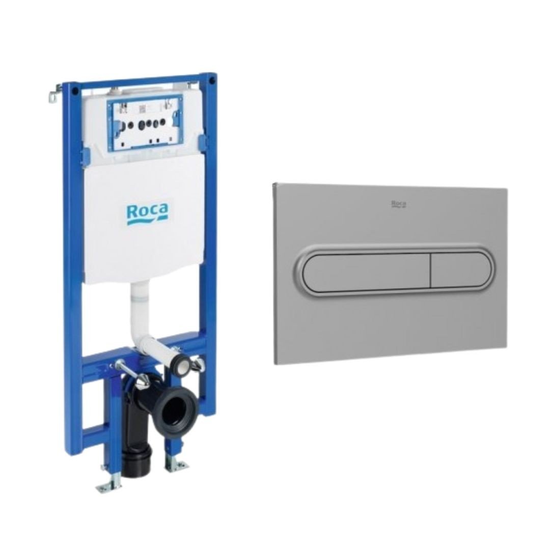 Roca - Sistema Duplo WC One Compact para inodoro suspendido + Placa PL1 - BricoandPool