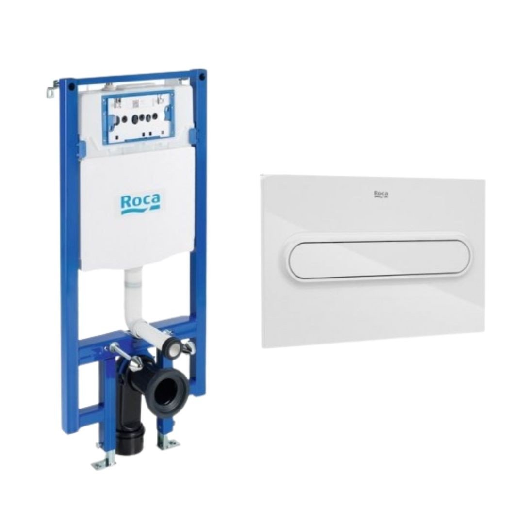Roca - Sistema Duplo WC One Compact para inodoro suspendido + Placa PL1 - BricoandPool