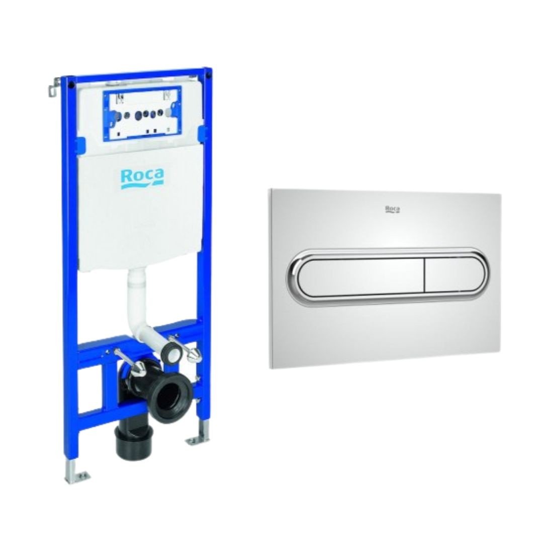 Roca - Sistema Duplo WC One para inodoro suspendido + Placa PL1 - BricoandPool