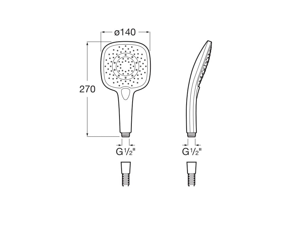 Roca - SQUARE - Ducha de mano con 3 funciones Plenum A5B1110C00 - BricoandPool