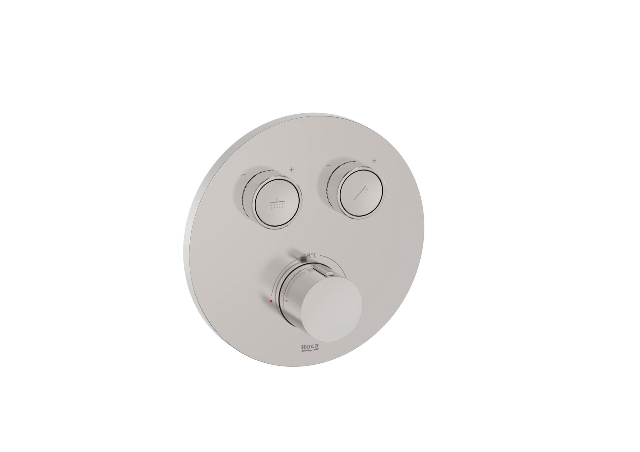 Roca - T - 3000 ROUND grifería termostática empotrable para baño - ducha con regulador de caudal, acabado acero inoxidable A5A2K09SM0. - BricoandPool