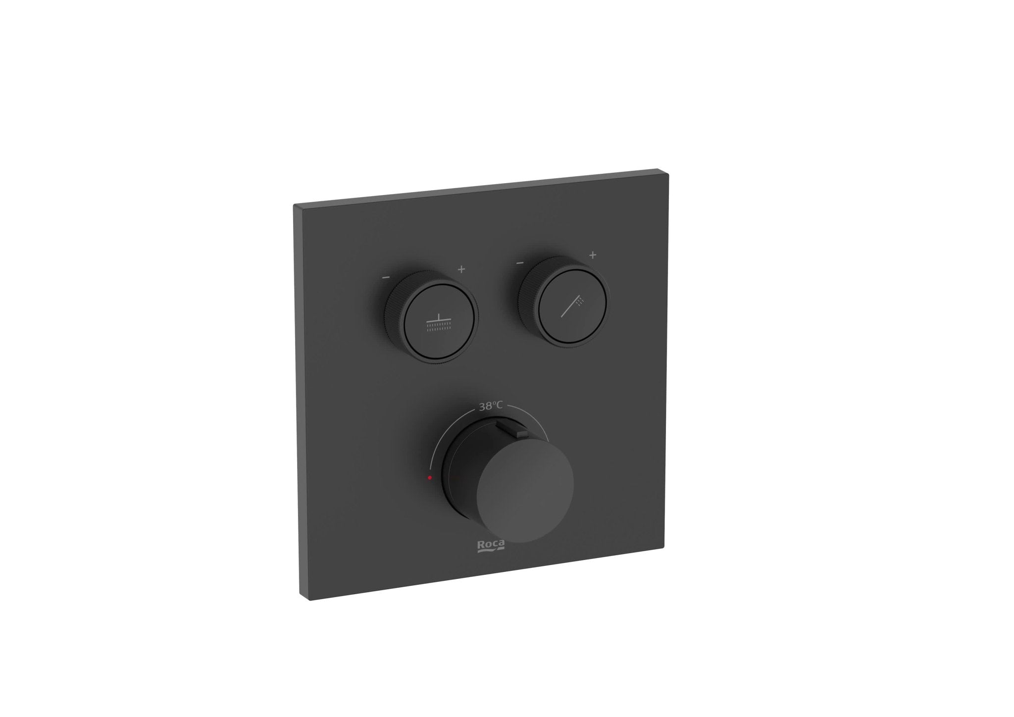 Roca - T - 3000 SQUARE grifería termostática empotrable para baño - ducha con regulador de caudal, negro mate A5A2I09NB0. - BricoandPool