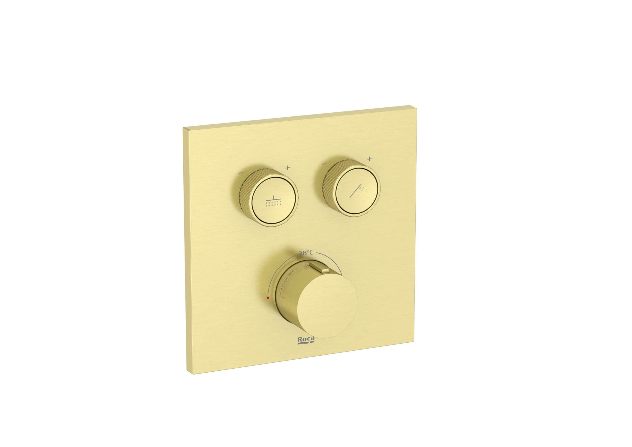 Roca - T - 3000 SQUARE grifería termostática empotrable para baño - ducha con regulador de caudal, oro cepillado A5A2I09VA0. - BricoandPool