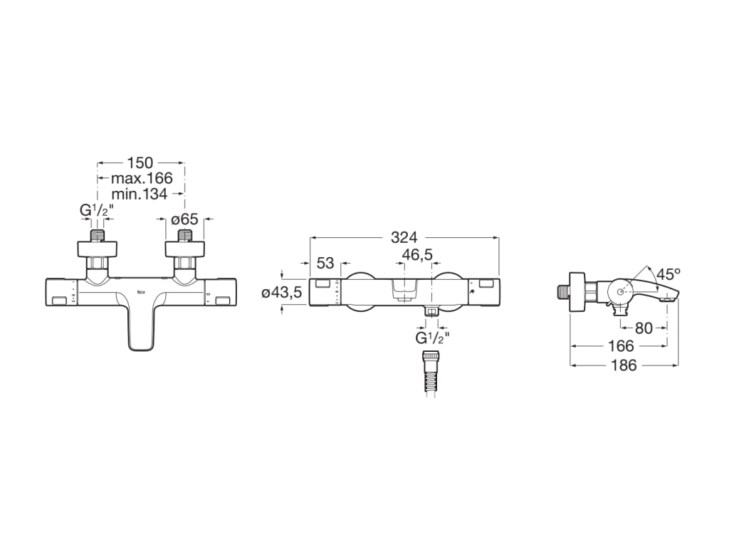 Roca - T - 500 grifería termostática exterior para baño - ducha con desviador - regulador de caudal, acabado acero inoxidable A5A1E18SM0. - BricoandPool
