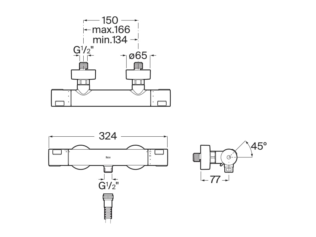 Roca - T - 500 grifería termostática exterior para ducha, acabado acero inoxidable A5A2E18SM0. - BricoandPool