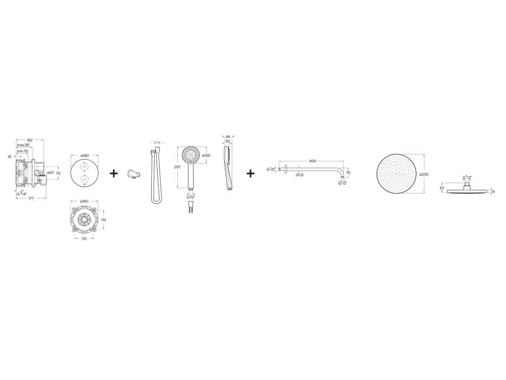 Roca - T - 500 pack termostático empotrado RocaBox para baño - ducha, cromado A5D1018C00. - BricoandPool