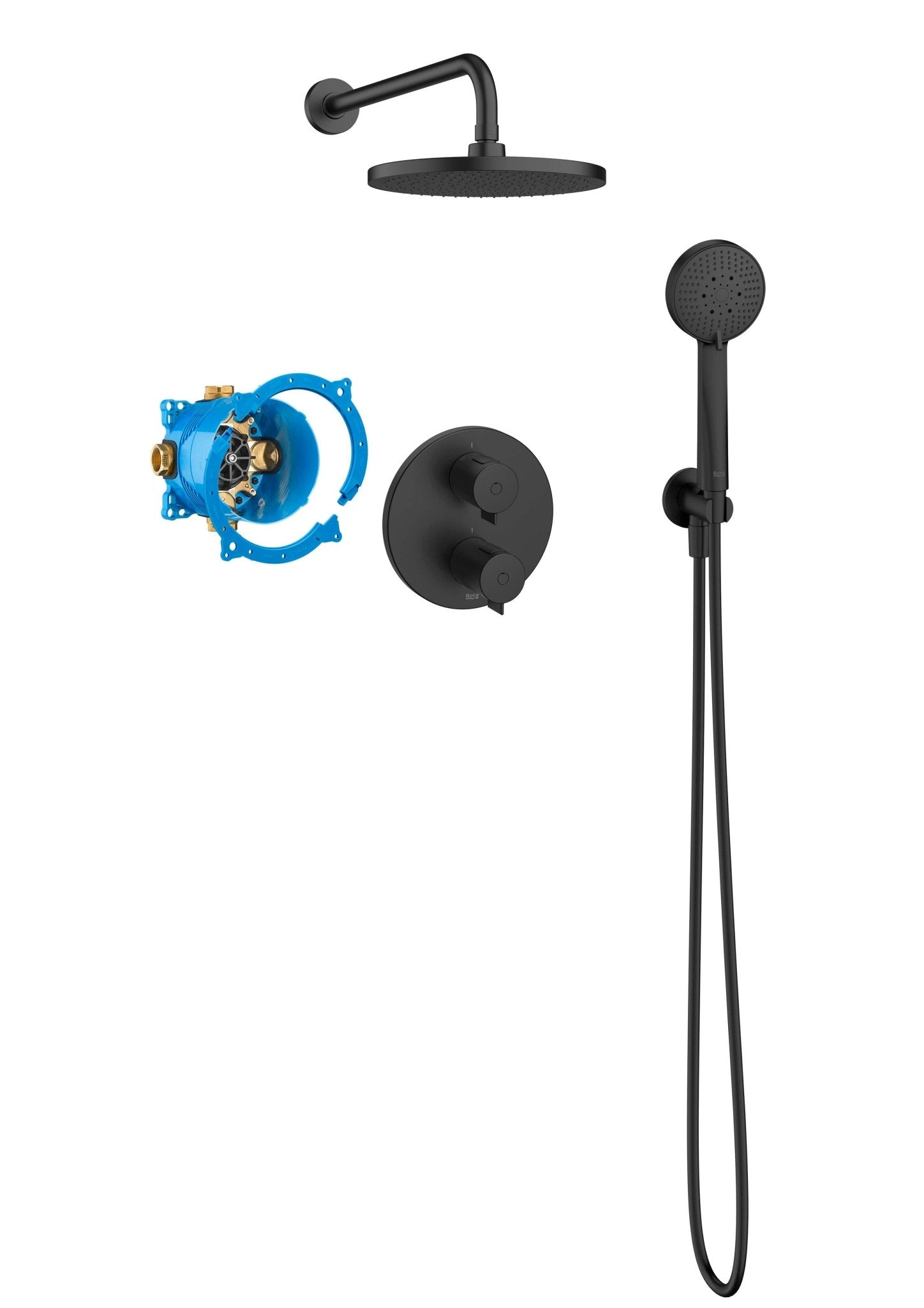 Roca - T - 500 pack termostático empotrado RocaBox para baño - ducha, negro mate A5D1018NB0. - BricoandPool