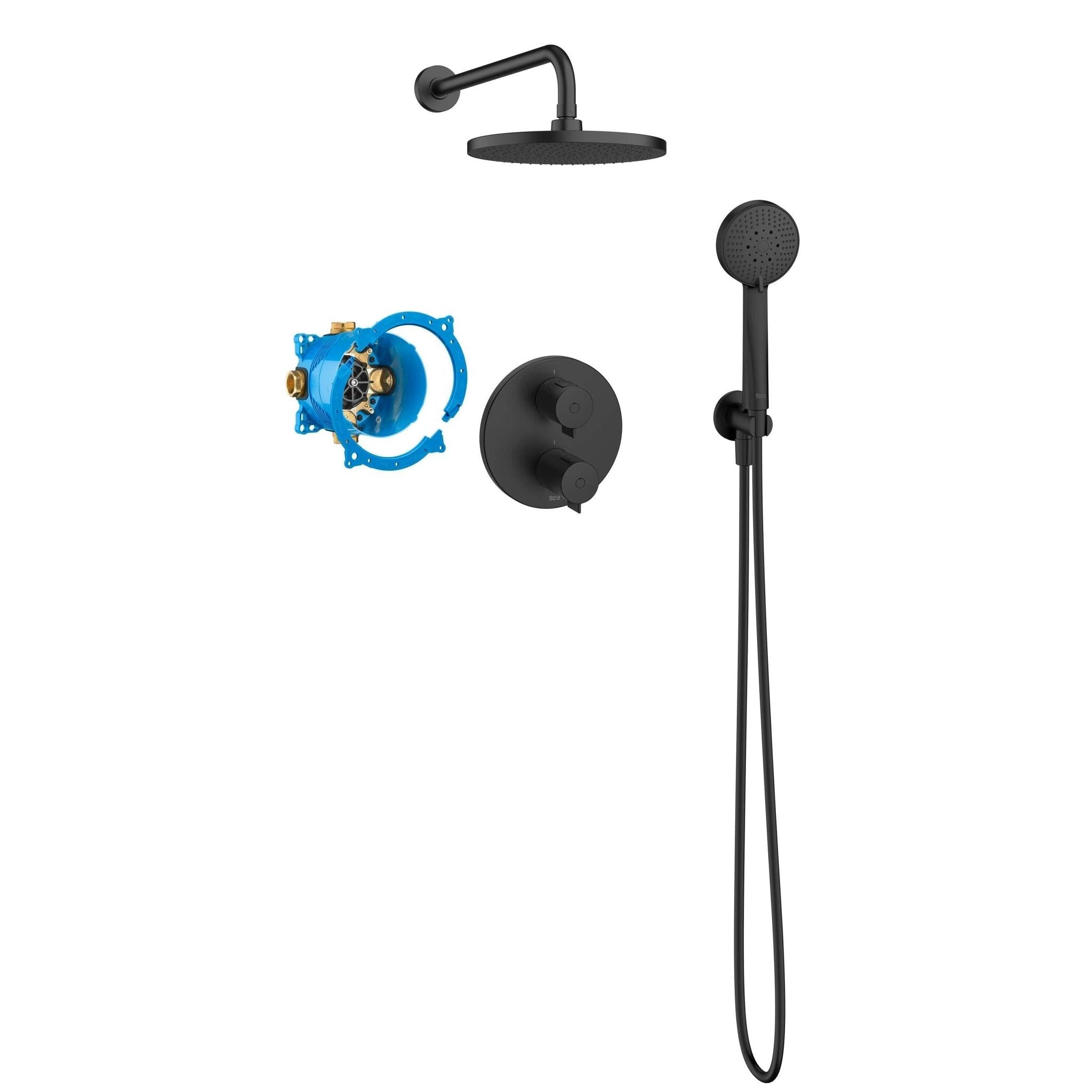 Roca - T - 500 pack termostático empotrado RocaBox para baño - ducha, negro mate A5D1018NB0. - BricoandPool