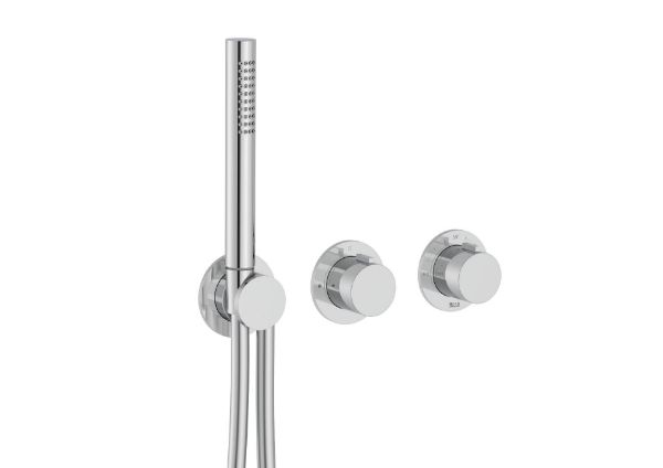 Roca - T - Multi grifería termostática empotrable para baño - ducha (2 vías) con ducha de mano y soporte con toma de agua, cromado A5A214AC00. - BricoandPool