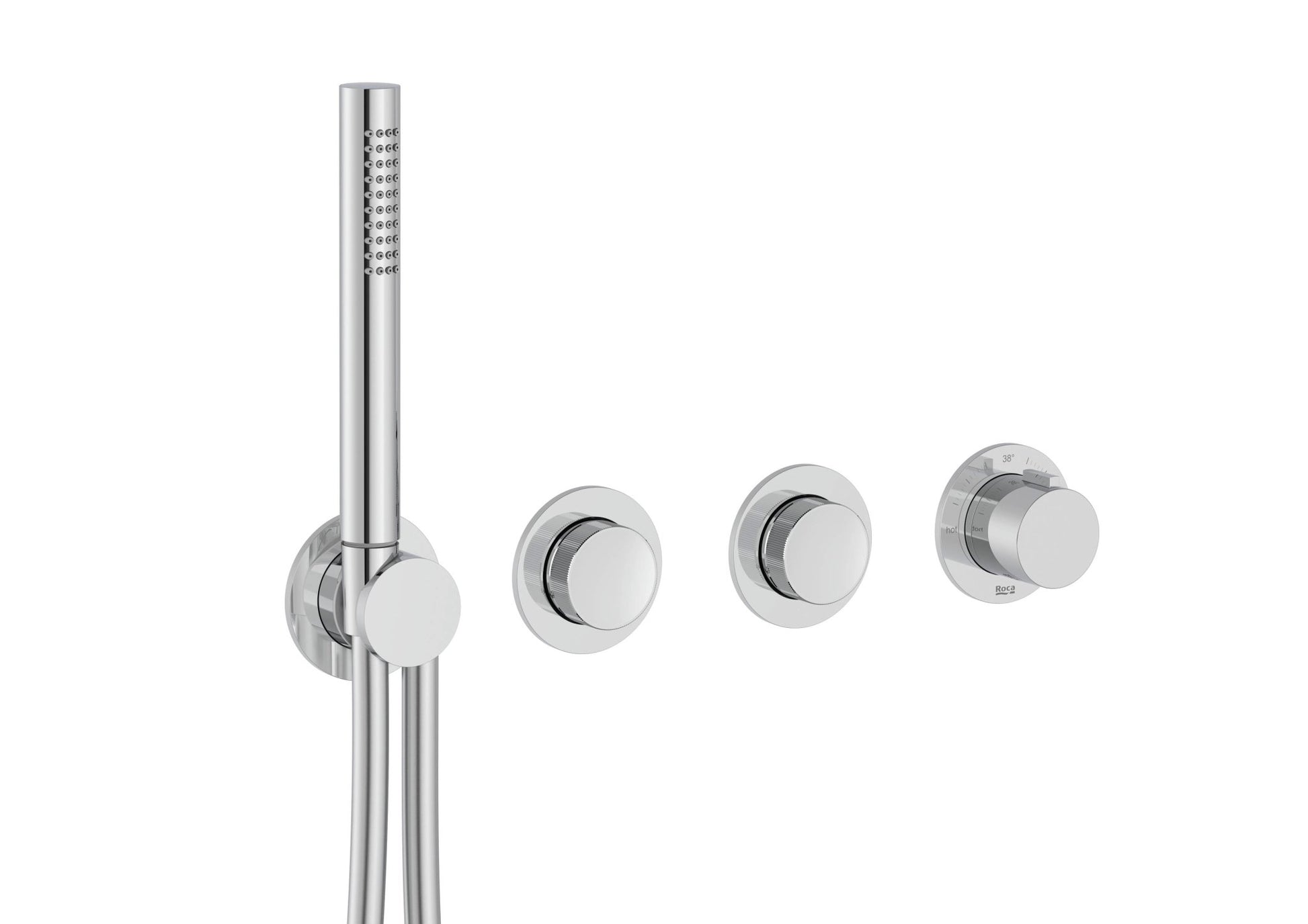 Roca - T - Multi Switch grifería termostática empotrable de 2 vías para baño - ducha con ducha de mano y soporte con toma de agua, cromado A5A714AC00. - BricoandPool