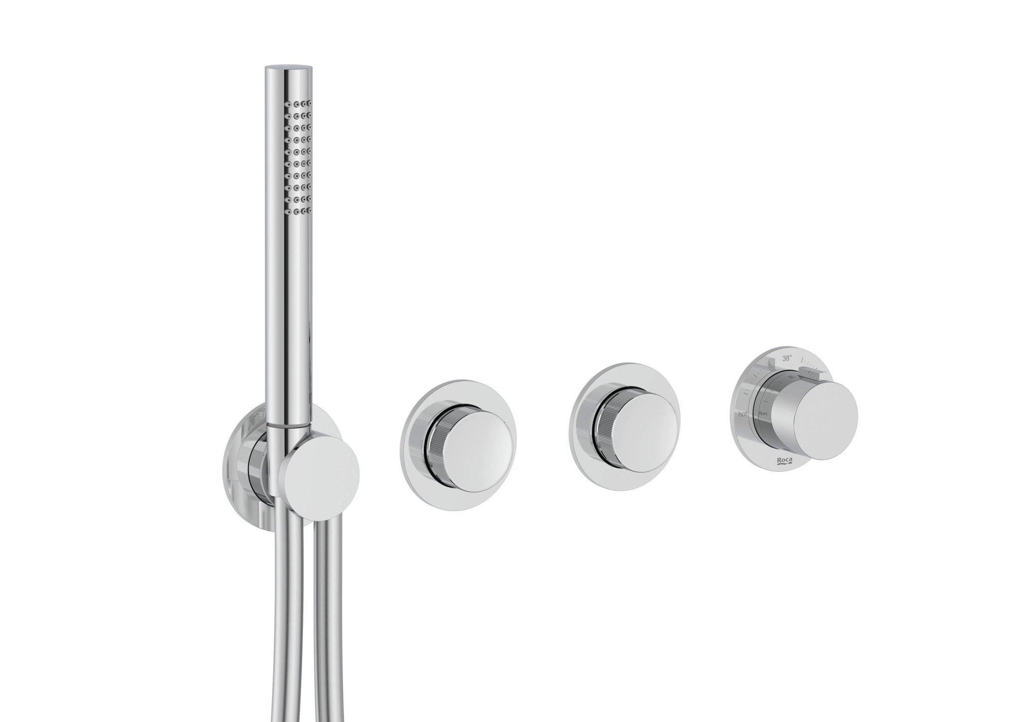 Roca - T - Multi Switch grifería termostática empotrable de 2 vías para baño - ducha con ducha de mano y soporte con toma de agua, cromado A5A714AC00. - BricoandPool