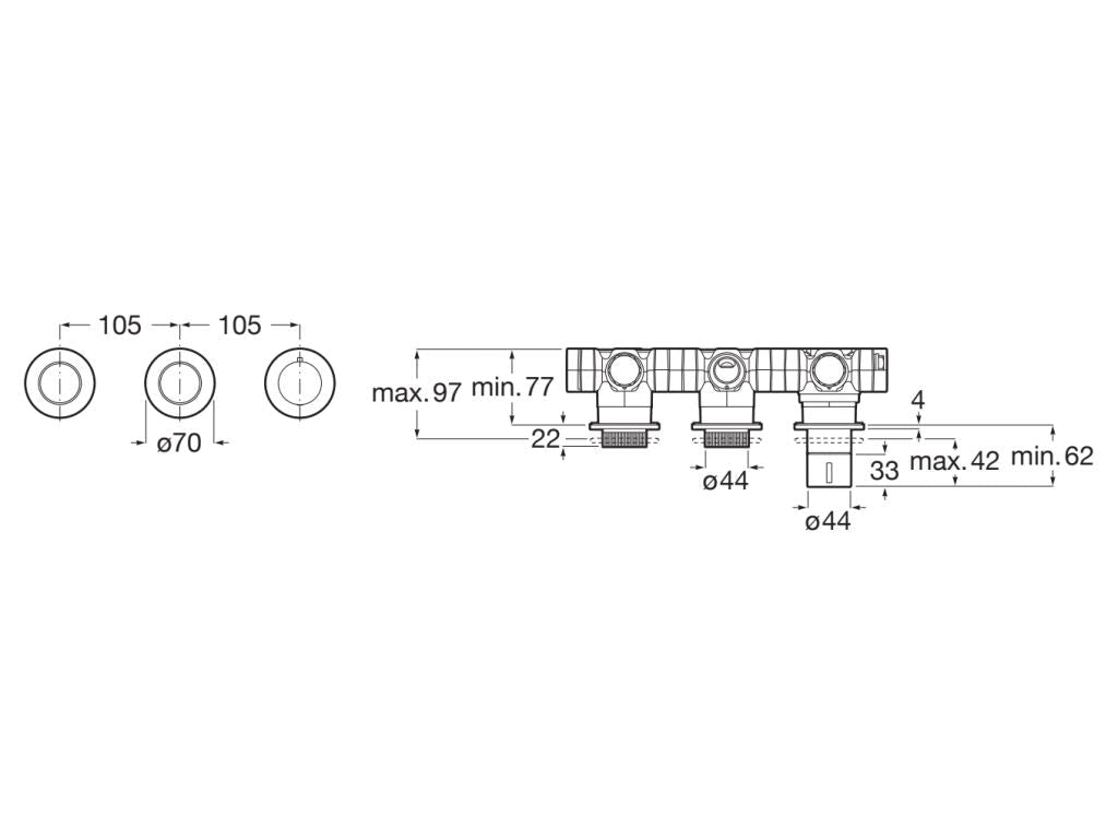 Roca - T - Multi Switch grifería termostática empotrable de 2 vías para baño - ducha, negro mate A5A704ANB0. - BricoandPool